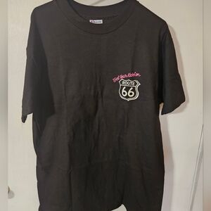 1990s Route 66 Kids Black Tee with Pink Accents